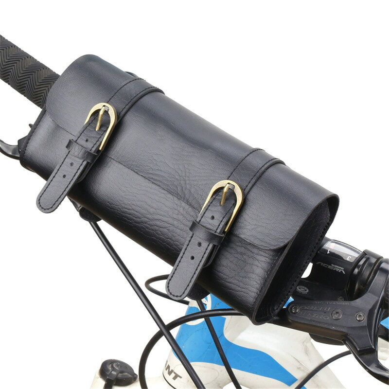 送料無料 フロントバッグ 自転車用 サイクルバッグ レザー調 取り付け簡単 ベルト ...
