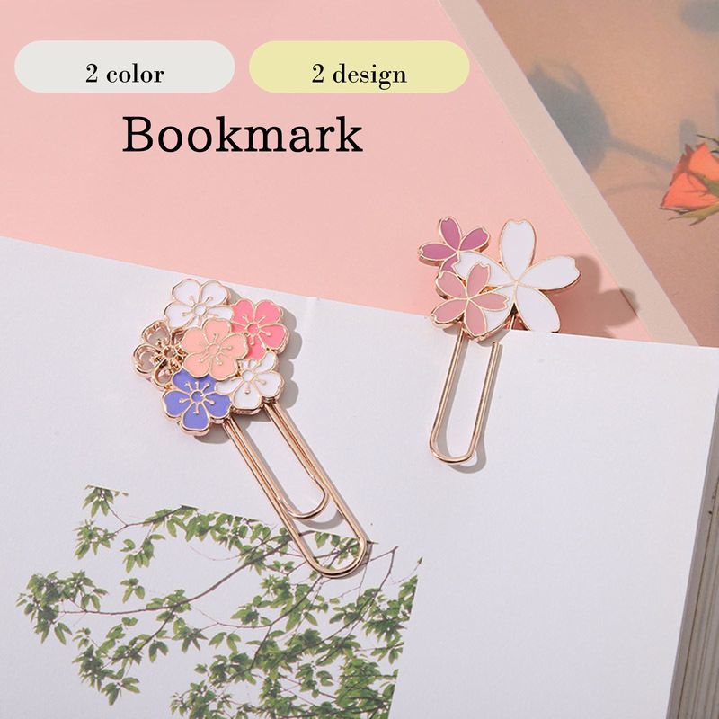 送料無料 ブックマーク 単品 しおり 栞 クリップ ゼムクリップ ペーパークリップ 文房具 ステーショナリー 事務用品 桜 さくら サクラ フラワー 可愛い かわいいのサムネイル