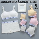 送料無料 ジュニア ブラジャー ショーツ 上下セット ハーフトップ ジュニアブラ インナー セット ボックスショーツ 女の子 子供 スポーツブラ スポブラ ノン...