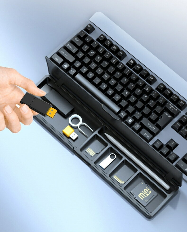 Plus Naoの送料無料 リストレスト ハンドレスト パームレスト 小物入れ 滑り止め 長方形 シンプル USB SDカード 小物 収納 整理 パソコン キーボード 手首 リストサポート オフィス 黒 白 ピンク｜アングル3