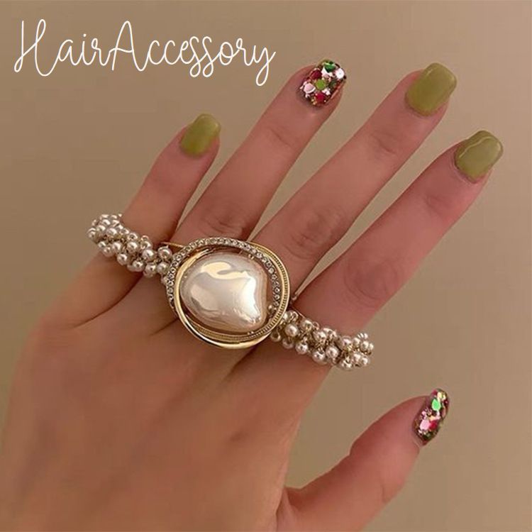 送料無料 ヘアゴム レディース 女性用 ヘアアクセサリー 髪ゴム パール調 ビーズ ゴールドカラー まと..