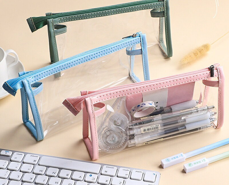 送料無料 ペンケース 筆箱 文房具入れ ペン入れ クリア 透明 ポーチ ファスナー 小物入れ 防水 大容量 シンプル 学生 メンズ レディース plusnao-10376675 Plus Nao サンプル画像3