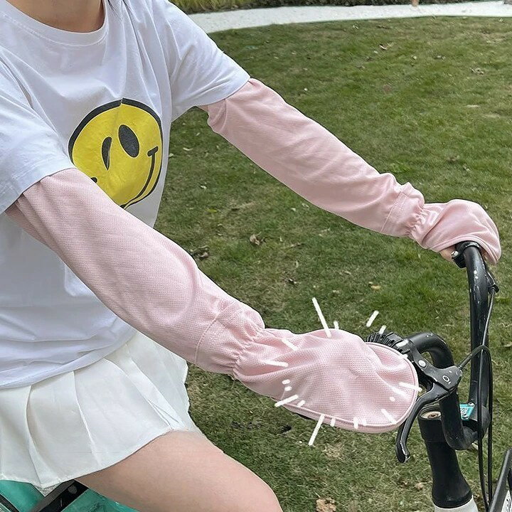送料無料 アームカバー ハンドカバー 腕カバー レディース 女性 婦人 ファッション小物 指先 すっぽり ロング 手の甲 紫外線対策 日焼け防止 日除け 日焼け シンプル 無地 運転時 スポーツ ランニング ジョギング お洒落 便利