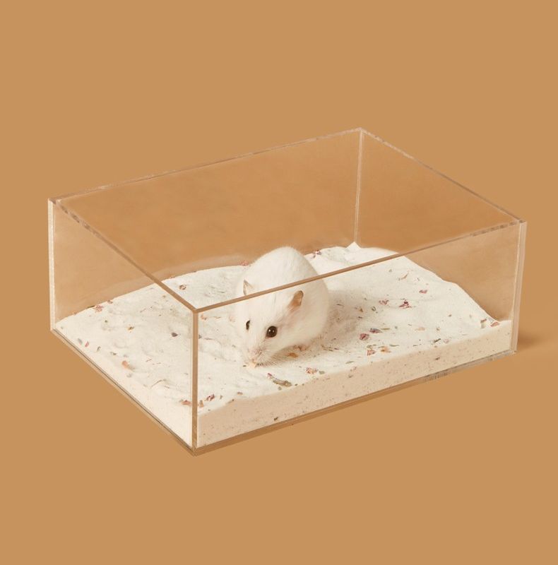 Plus Naoの送料無料 小動物用 トイレ 砂浴び バスタブ ハムスター マウス 砂遊び 砂風呂 蓋つき クリア 透明 長方形 インテリア ペット用品 ハウス内装｜アングル3