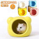 送料無料 小動物用ハウス ペット用品 ハムスター コンパクト お家 寝床 隠れ家 クマ型 くま ベア 熊 コンパクト ひんやり クール セラミック製 おしゃれ かわいい(4)