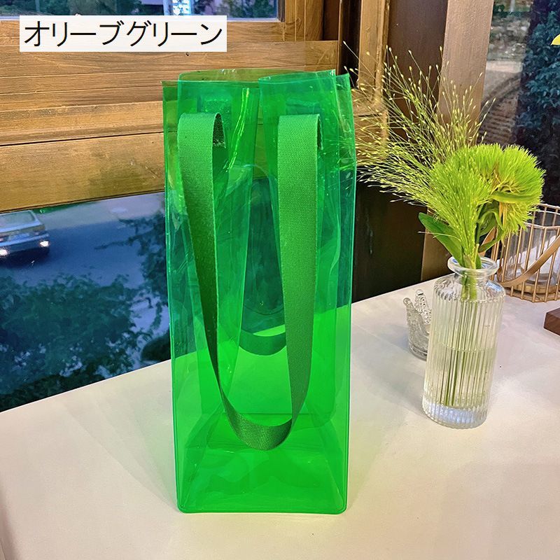 送料無料 ワインバッグ 1本用 ボトルバッグ ワインケース 手提げ袋 縦長 透明 クリア ラッピング ギフト パーティー おしゃれ シンプル plusnao-10383696 Plus Nao サンプル画像3