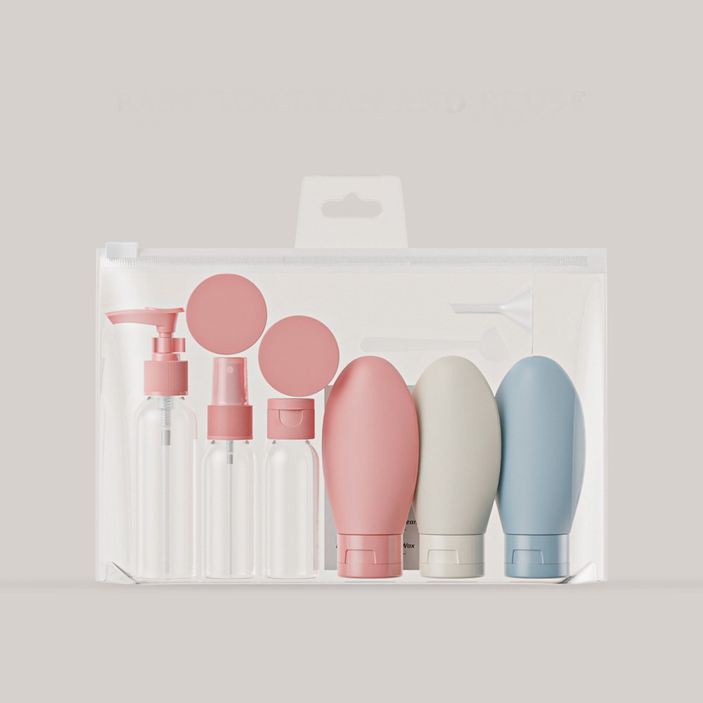 送料無料 トラベルボトル 詰め替え容器 11個セット 60ml 透明収納袋付き 小分け 化粧水 乳液 シャンプー 化粧品 ケース 容器 持ち運び ミニサイズ コンパクト 携帯 旅行 出張 便利 ラベル付き シンプル かわいい plusnao-10384127 Plus Nao サンプル画像3