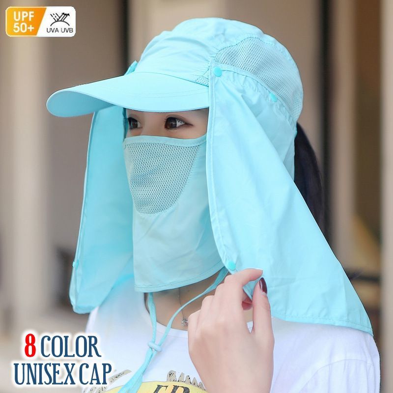送料無料 キャップ フェイスカバー付き ネックカバー ネックガード メッシュ 3way レディース メンズ 女性 男性 ユニセックス 紫外線対策 UVカット 日焼け防止 遮熱 遮光 後ろタレ 取り外し可能 アウトドア キャンプ お散歩 お買い物 自転車 運動会 ガーデニング