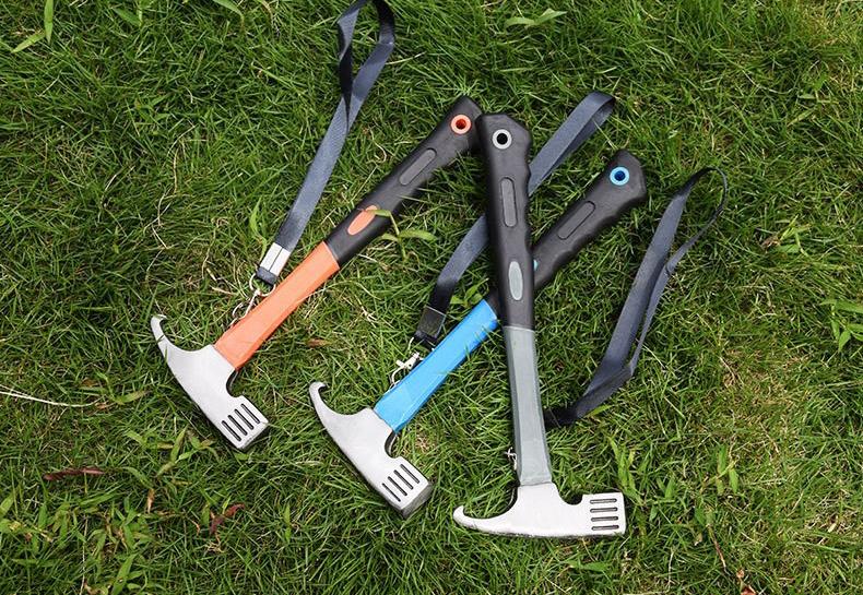 送料無料 ペグハンマー ストラップ付き ペグ打ち ペグ抜き 小型 トンカチ 滑り止め...