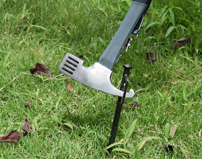 送料無料 ペグハンマー ストラップ付き ペグ打ち ペグ抜き 小型 トンカチ 滑り止め...