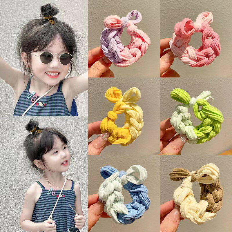 送料無料 ヘアゴム 髪ゴム キッズ レディース 太め 編み込み リボン ヘアアクセサ...