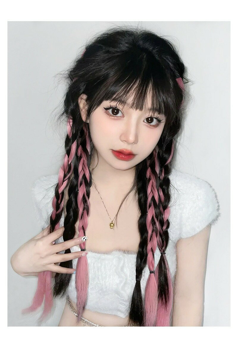 送料無料 エクステ 単品 エクステンション ヘアゴム付き 三つ編み ロング ミックス レディース 女性 ヘアアクセサリー 付け毛 つけ髪 ヘアアレンジ 髪飾り おしゃれ 可愛い ダンス コスプレ イベント