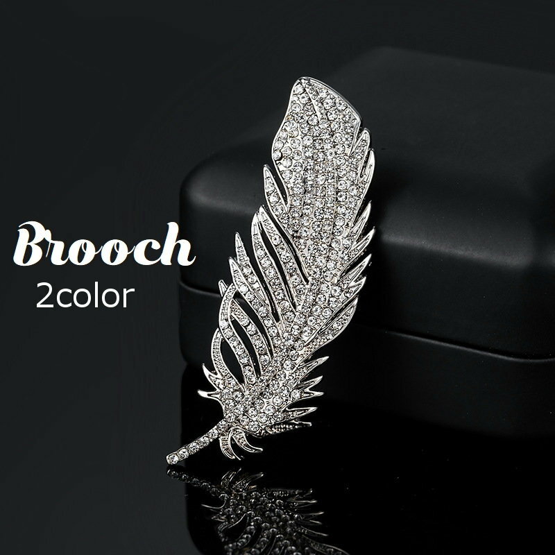 送料無料 ピンブローチ レディース メンズ アクセサリー ラインストーン フェザー 羽根 上品 エレガント キラキラ カジュアル フォーマル プレゼント ギフト...