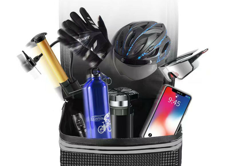 送料無料 リアバッグ 自転車用品 取っ手付き 反射板付き ブラック PUレザー シンプ...