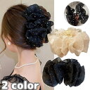 送料無料 ヘアクリップ バンスクリップ レディース 女性 ヘアアクセサリー 髪留め まとめ髪 大きめ 髪飾り シフォン 水玉 かわいい おしゃれ ヘアアレンジ