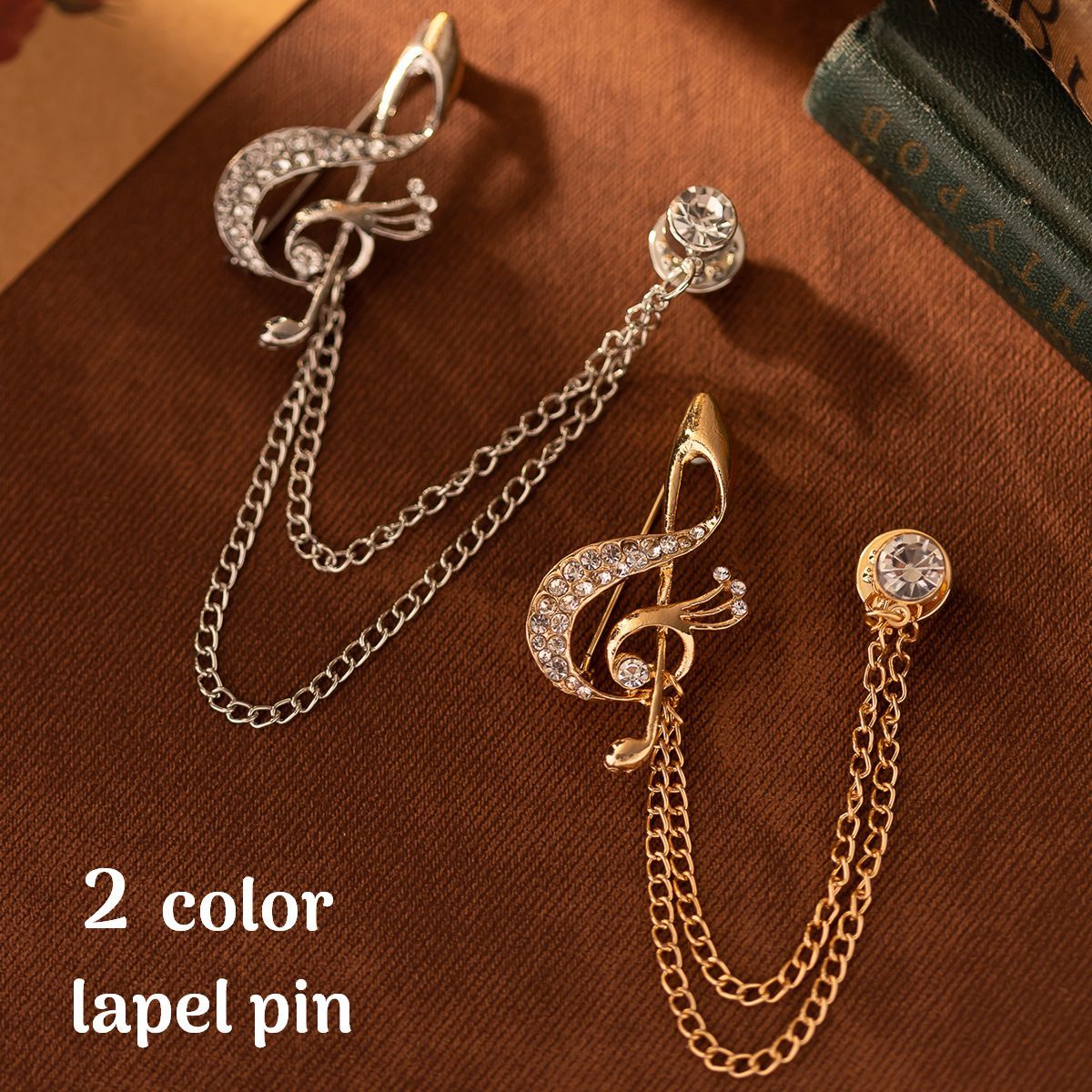 送料無料 ラペルピン ピンブローチ アクセサリー ユニセックス レディース メンズ チェーン 音符 ラインストーン 華やか 高見え 高級感 プチギフト 贈り物