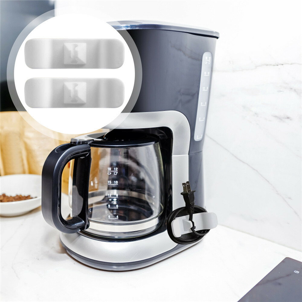 送料無料 ケーブルクリップ 2個セット 粘着式 ケーブルホルダー コンセント 配線収納 電源コード巻き取り キッチン家電 デスク周り パソコン周辺 絡まない 配線整理 固定 無地 すっきり まとめる 便利 シンプル 整理整頓