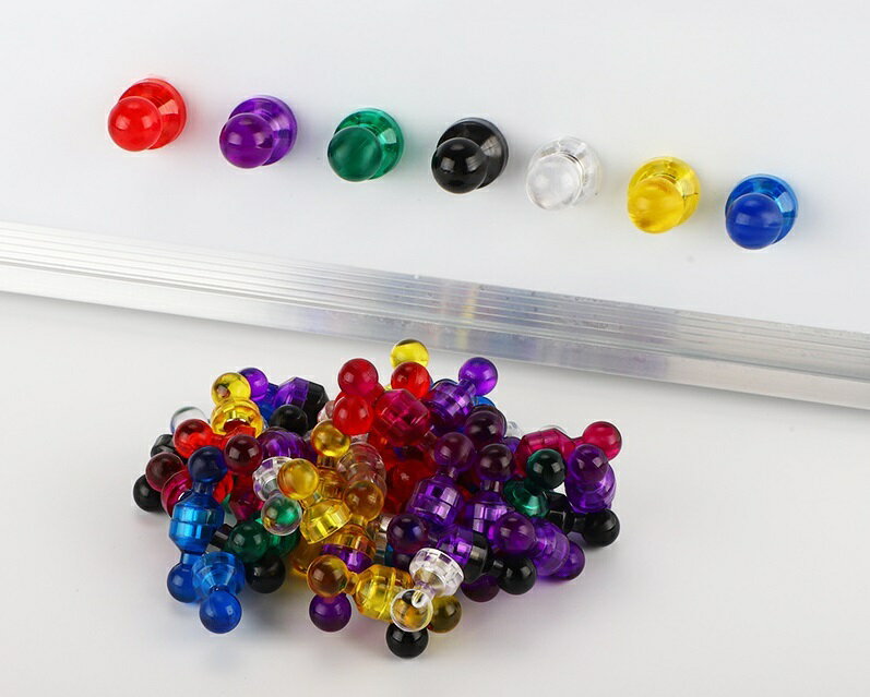 送料無料 マグネットピン 10個セット 磁石ピン マグネット カラーピン 日用品雑貨 強力 オフィス用品 事務 掲示板 ホワイトボード 冷蔵庫 キッチン雑貨 文具 クリアカラー シンプル ベーシック 定番 赤 緑 黄 青 ローズ 紫 黒 クリア 透明