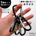 送料無料 カラビナ 5個セット アウトドア Dリング D型 キーホルダー ロック 安全 軽量 アルミ 落下防止 紛失防止 キャンプ 釣り 登山 クライミング 収納 多用途