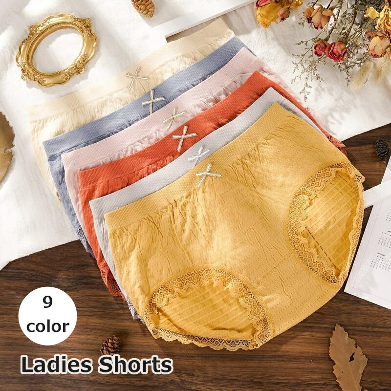 乐天商城 - 送料無料 スタンダードショーツ レディース 女性 婦人 下着 パンツ レース リボン 単色 シンプル かわいい おしゃれ