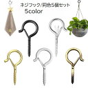 送料無料 ネジフック 同色5個セット 収納用品 小物掛け 壁掛け 吊り下げ 省スペース ブラック ホワイト シンプル 便利 植物 インテリア キッチン