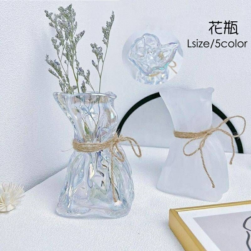 送料無料 花瓶 Lサイズ 花びん フラワースタンド フラワーベース 卓上 装飾 透明 ガラス クリア 置物 おしゃれ かわいい インテリア雑貨 一輪挿し 3色