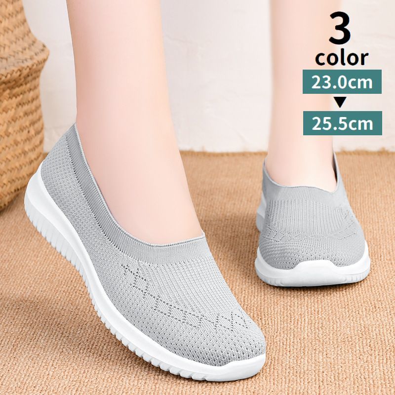 送料無料 スリッポン スニーカー 靴 レディース 女性用 くつ シューズ 透かし編み調 通気性 フラット ..
