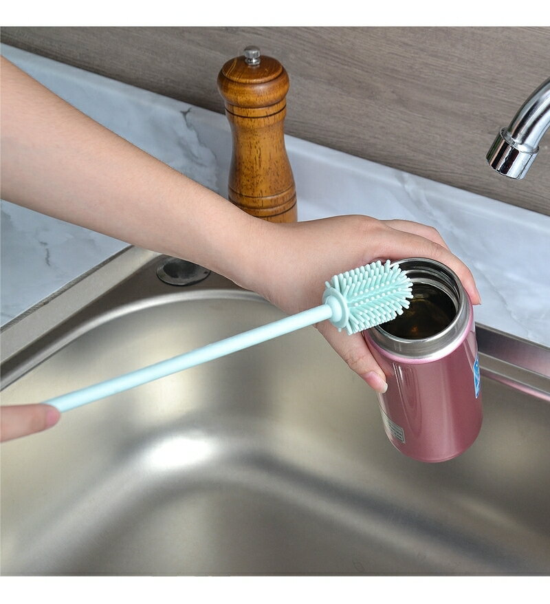 送料無料 哺乳瓶ブラシ 哺乳びんブラシ 哺乳瓶洗い ボトルブラシ ボトル洗い ボトルクリーニングブラシ 長柄 シリコン製 シンプル 哺乳瓶 哺乳びん ボトル 洗浄 掃除 ブラシ グレー 青 ピンク 緑