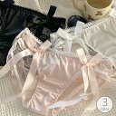 送料無料 ショーツ スタンダード レディース 女性 インナー 下着 パンツ フルバック リボン バックレース 花柄 透け感 薄手 通気性 セクシー ランジェリー 勝負下着 かわいい(4)