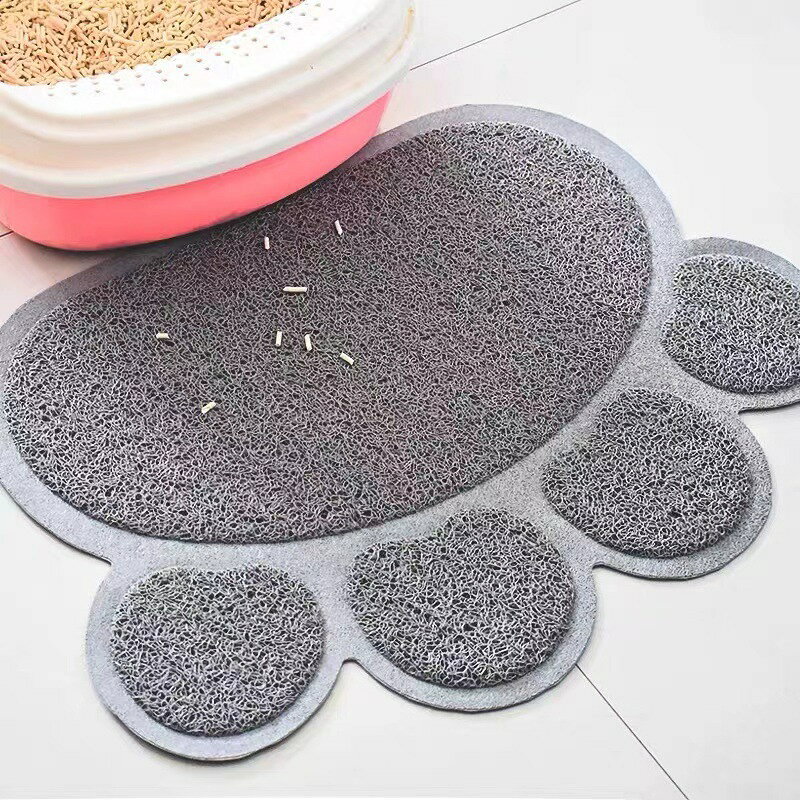 Plus Naoの送料無料 ペット用トイレマット 猫用トイレマット 砂とりマット ネコ 小動物用 ペットグッズ ペット用品 肉球型 まき散らし防止 グレー ベージュ ブルー グリーン カジュアル ポップ 可愛い キュート おしゃれ｜アングル2
