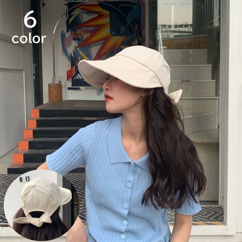 送料無料 キャップ 帽子 レディース 女性 婦人 ツバ広 つば広 バックリボン UV対策 紫外線対策 日よけ 日除け 無地 …