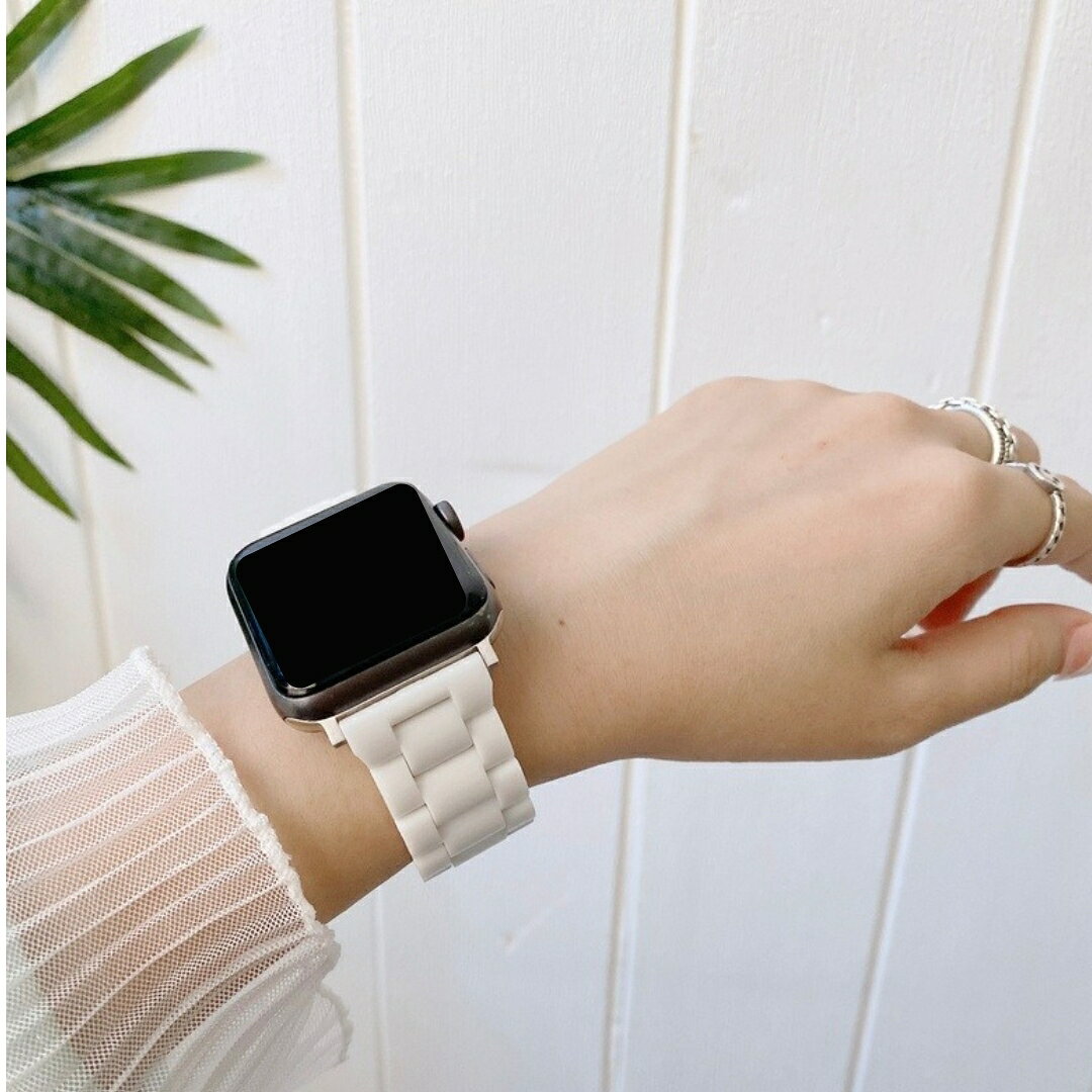 Plus Naoの送料無料 腕時計用ベルト Applewatch用 アップルウォッチ用 交換ベルト クリア パステル ブラック ホワイト バックル式 金具式 腕時計ベルト 互換ベルト バンド ベルト 交換 付け替え シンプル カジュアル おしゃれ｜アングル2
