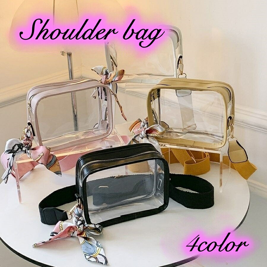 送料無料 ショルダーバッグ クリアバッグ ビニールバッグ レディース 女性 肩掛け スクエア型 四角 透..