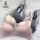 送料無料 ブラジャー 3/4カップブラ 単品 レディース 女性 インナー 下着 2列 3段ホック チェック柄 格子柄 カジュアル お洒落 普段使い 婦人用