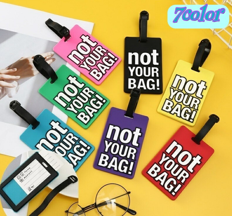 送料無料 ネームタグ 旅行タグ 荷物タグ バッグ用アクセサリー カバン用 スーツケース 旅行用品 名札 ベルト付き 旅行鞄 トラベルグッズ 部活 スポーツバッグ 目印 キャリーバッグ 大きめ 目立つ 英字入り カラフル 便利グッズ 取り付け簡単 カード入れ ピンク 紫 赤 青 緑のサムネイル