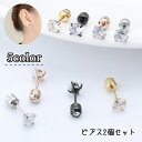 送料無料 スタッドピアス 2個セット ピアス 両耳用 レディース 女性 アクセサリー ラインストーン キャッチ付き シンプル 定番 華奢 おしゃれ きらきら プ...