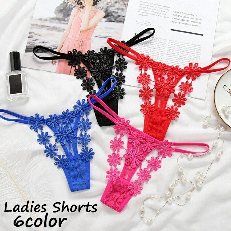 送料無料 Tバックショーツ レディース インナー タンガ Gストリング パンティー パンツ 下着 ショーツ レース 花 透け感 おしゃれ かわいい セクシー シースルー セクシーランジェリー