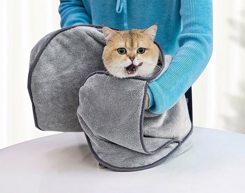 送料無料 ペット用タオル 吸水タオル 35×77cm 猫用 犬用 ペット用品 ループ付き 体...