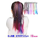 送料無料 エクステンション 三つ編み ヘアゴム付き キッズ ジュニア ヘアアクセサリー ウィッグ つけ毛 カラフル ダンス 発表会 おしゃれ かわいい 簡単 カラバリ豊富 赤 青 紫
