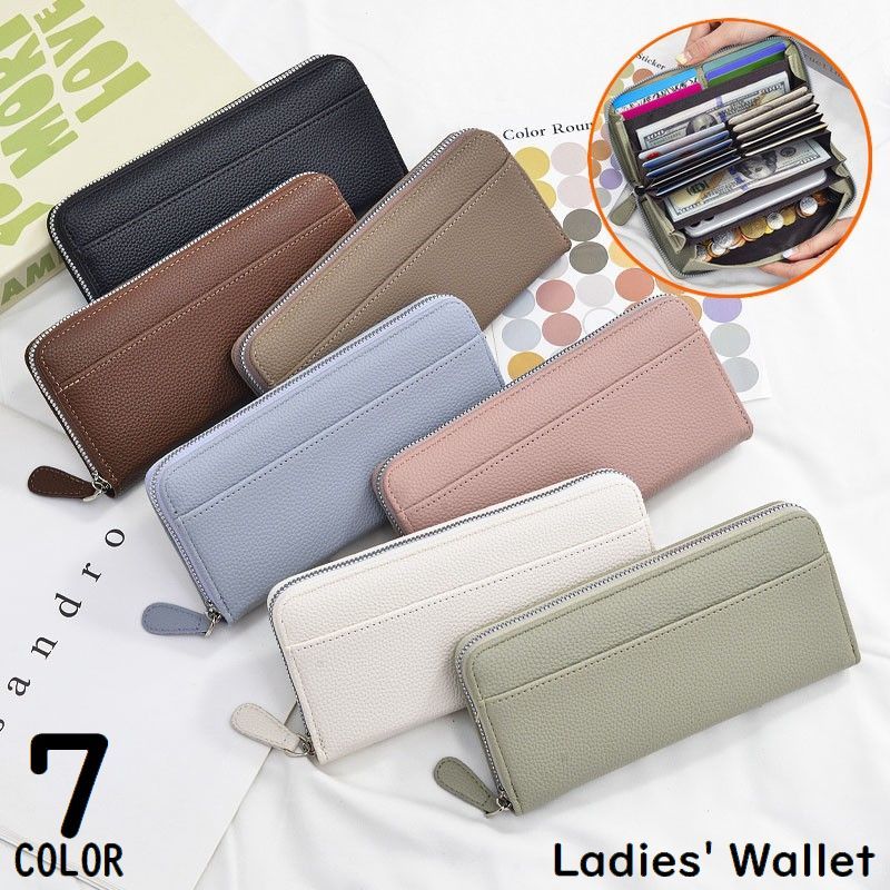 送料無料 長財布 ロングウォレット レディース PUレザー 二つ折り 大容量 カード収納 小銭入れ 薄型スリム 軽量 スマホ収納 小物入れ