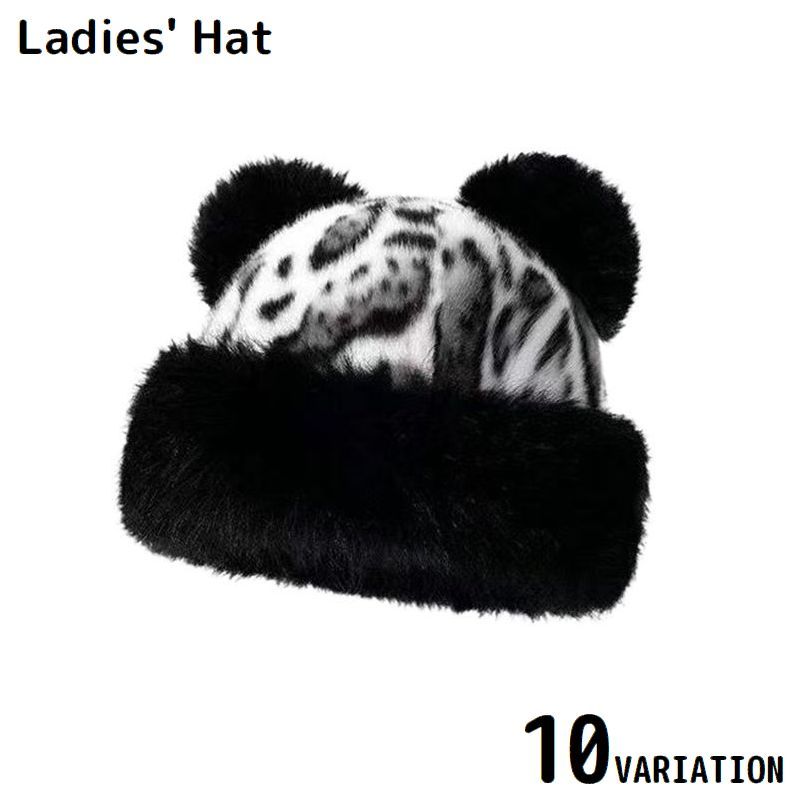 送料無料 帽子 ファーハット レディース フェイクファー ふわふわ もこもこ 耳付き 防寒 保温 暖かい あったか 秋冬 小顔効果 可愛い