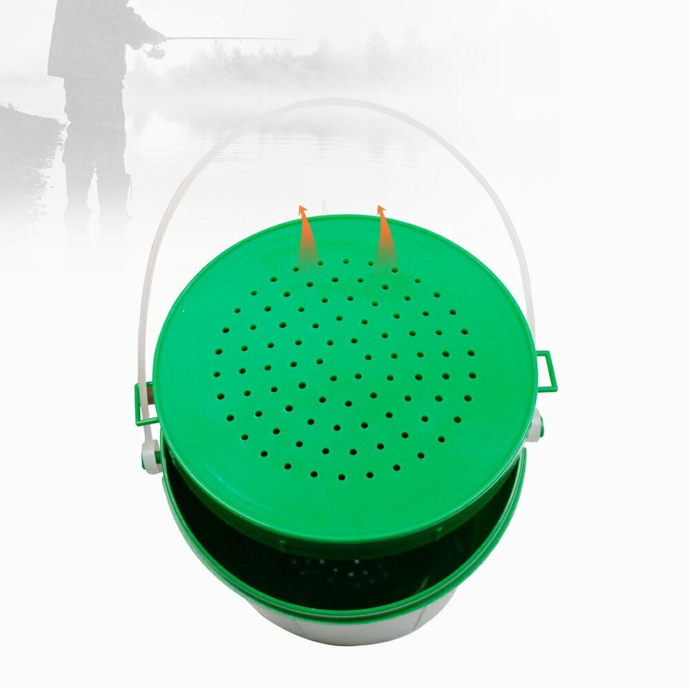 送料無料 ベイトボックス 釣り用 エサ箱 ミミズ入れ 活餌バケツ 通気穴付き 携帯便利 プラスチック製 アウトドア フィッシング