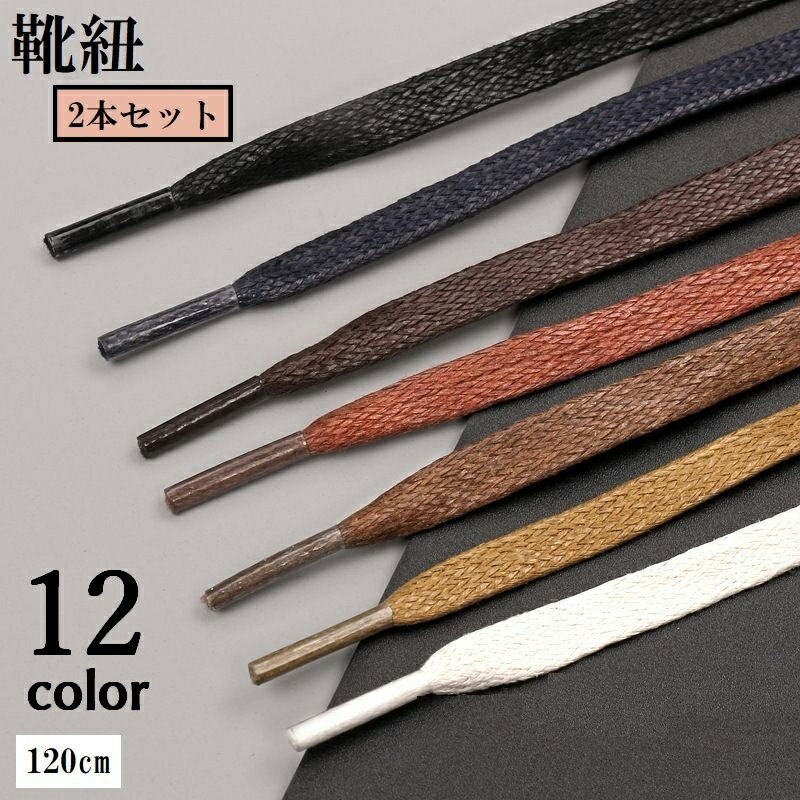 送料無料 靴紐 くつひも 2本セット 左右セット 120cm 男女兼用 メンズ レディース 靴アクセサリー 無地 単色 シンプル かわいい かっこいい おしゃれ カジュアル 平型 革靴 カラバリ豊富