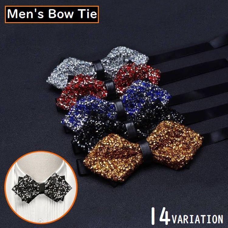 送料無料 蝶ネクタイ ボウタイ 男性 ポインテッド セミバタフライ フォーマル 結婚式 パーティー 披露宴 制服 ラインストーン キラキラ