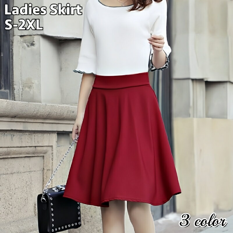 送料無料 スカート フレアスカート 膝丈 レディース 女性 ボトムス ひざ丈 フレア ハイウエスト 大きいサイズあり 無地 単色 シンプル 着回し 合わせやすい お洒落 きれいめ 大人可愛い お出かけ 普段使い 婦人服