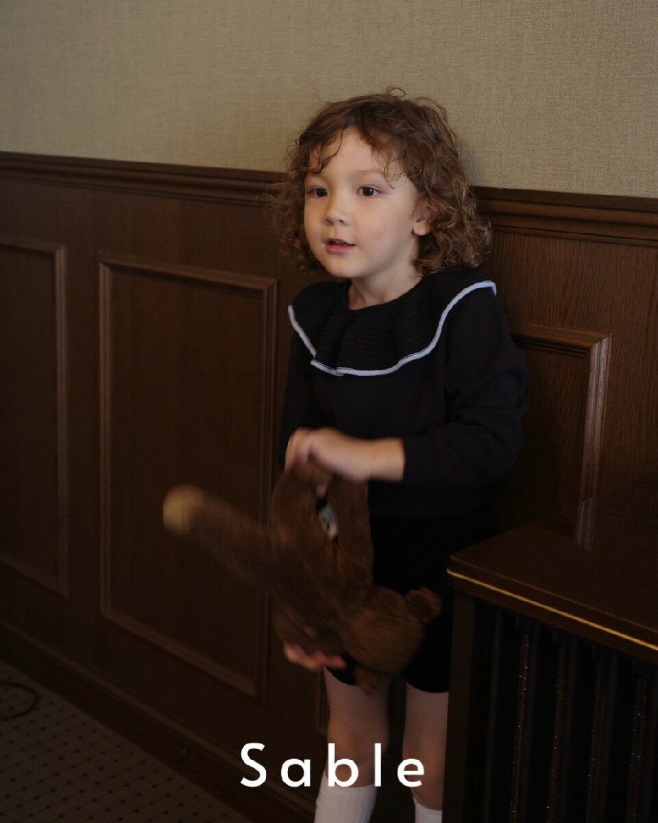 送料無料 Sable contrast collar knit ニット トップス 長袖 セーラーカラー キッズ ベビー 子供服 こども服