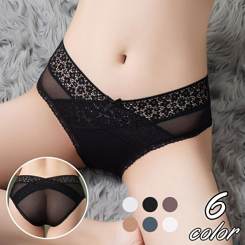 送料無料 スタンダードショーツ レディース 女性用 インナー 下着 パンツ リボン レース 透け感 シースルー おしゃれ セクシー かわいい