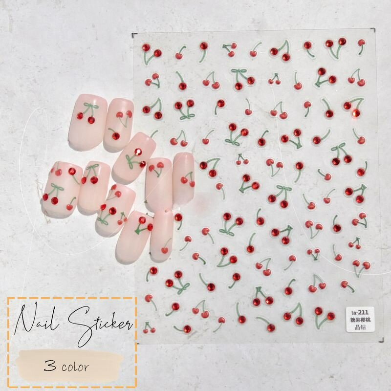 送料無料 ネイルシール デコネイルシール ジェルネイル ネイルアート セルフネイル ネイル用品 チェリー さくらんぼ キュート