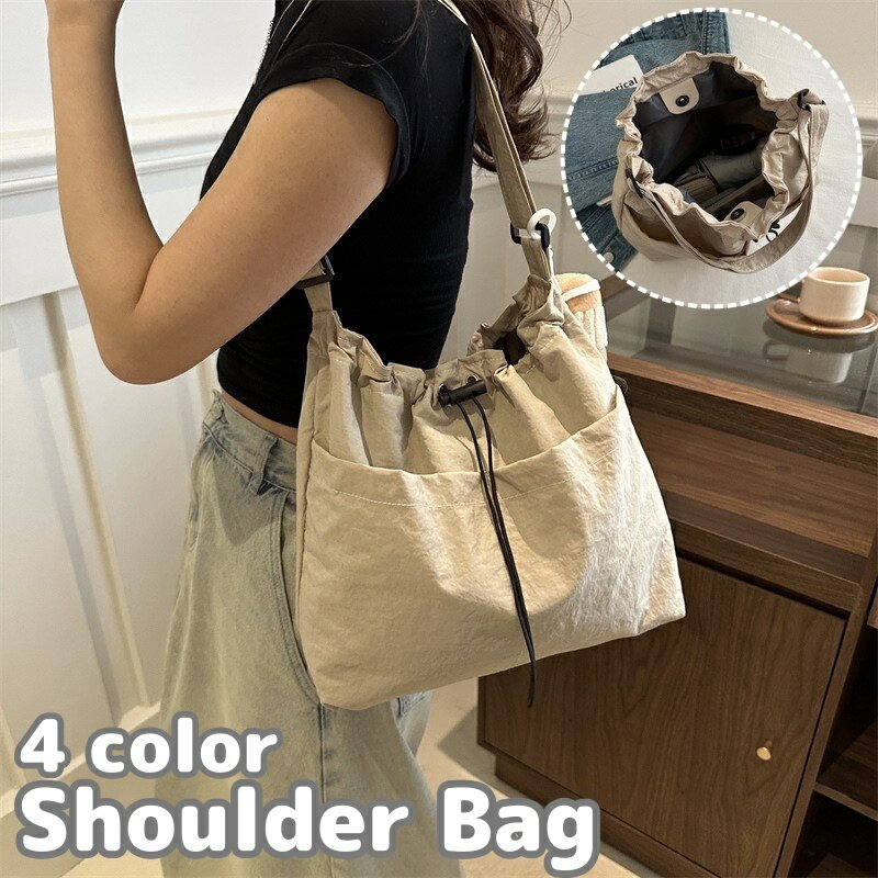 Rakuten - 送料無料 ショルダーバッグ 肩掛け 斜めがけ レディース 女性 婦人 手提げ かばん 鞄 トートバッグ マグネット 磁石 無地 単色 シンプル 外ポケット カジュアル おしゃれ 旅行 通勤 通学