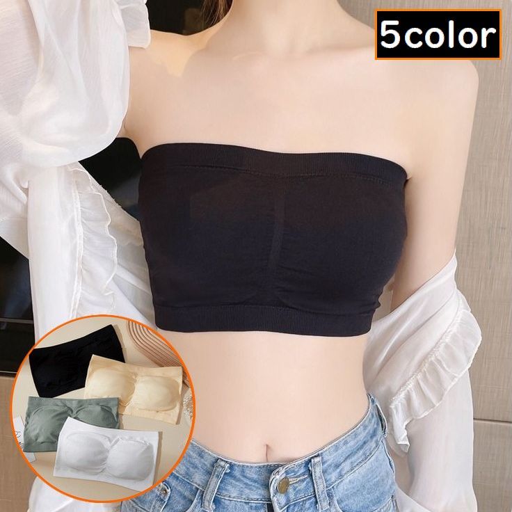 送料無料 ストラップレスブラ レディース ノンワイヤー カップ付きインナー チューブトップブラジャー ベアトップ 見せブラ 美背中 無地